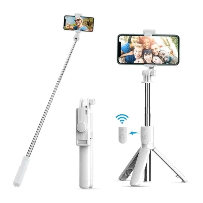 Perche à selfie ALS-H269 repliée — format compact acier inoxydable