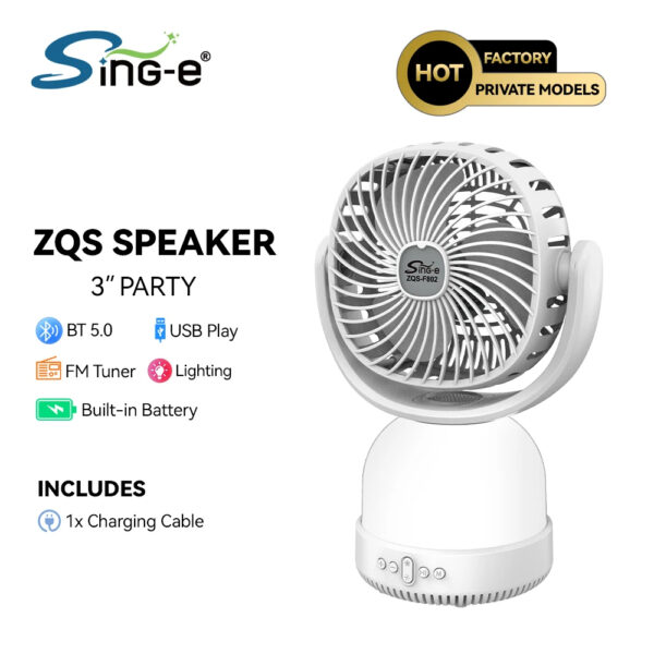 ZQS-F802 | Mini Enceinte Bluetooth Portable avec Ventilateur, Lumières & TWS