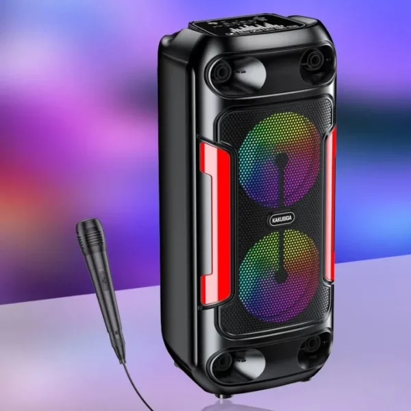 Enceinte Bluetooth KAKUSIGA KK-4209 avec LED intégrées et micro inclus.