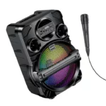 Enceinte Bluetooth KAKUSIGA KK-8106 avec haut-parleur 8 pouces et LED colorées.