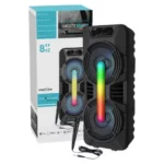 Enceinte Bluetooth GTS-1702 avec LED multicolores et micro inclus.