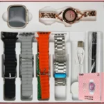 Pack TK600 Smartwatch couple avec deux montres connectées et bracelets interchangeables.