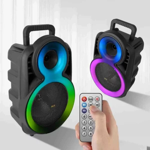 Enceinte Bluetooth ZQS-8163 avec LED RGB et micro inclus.