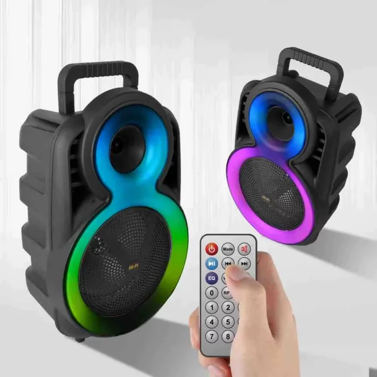 Enceinte Bluetooth ZQS-8163 avec LED RGB et micro inclus.