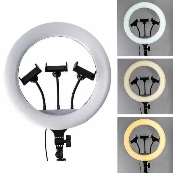 LED Ring Light 36cm – 3 Supports Téléphone + trépied