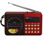 Radio sans fil JOC H011BT rouge avec Bluetooth et lecteur carte mémoire.