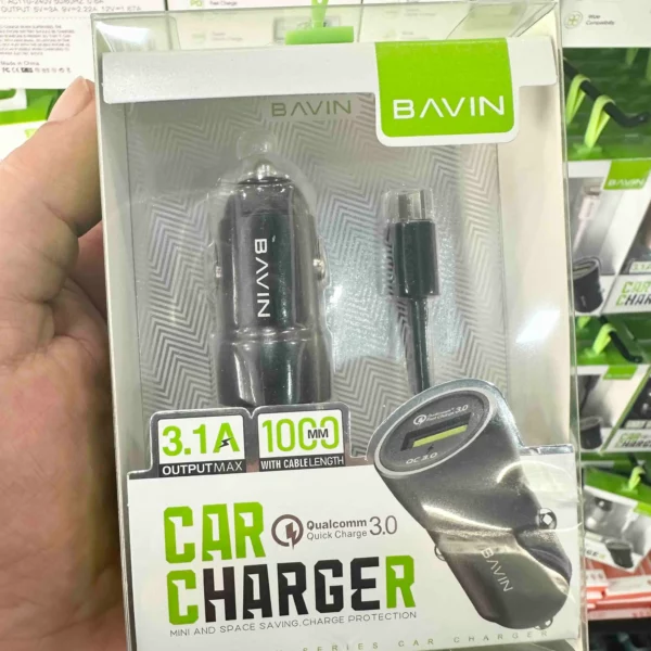 Chargeur voiture QC3.0 3.1A Micro USB 1M