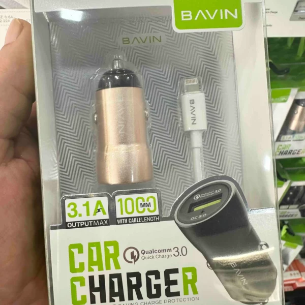 Le Car Charger QC3.0 3.1A 1M iPhone est conçu pour offrir une charge rapide et stable en voiture.