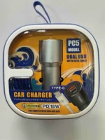 Chargeur auto YooKiE PC5 double port USB et Type-C coque aluminium.