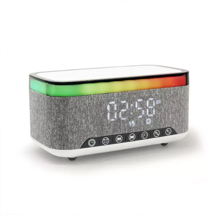 Enceinte Bluetooth 5-en-1 OKOP KP-559 RGB avec Charge Sans Fil, Réveil & Veilleuse LED – Image 2
