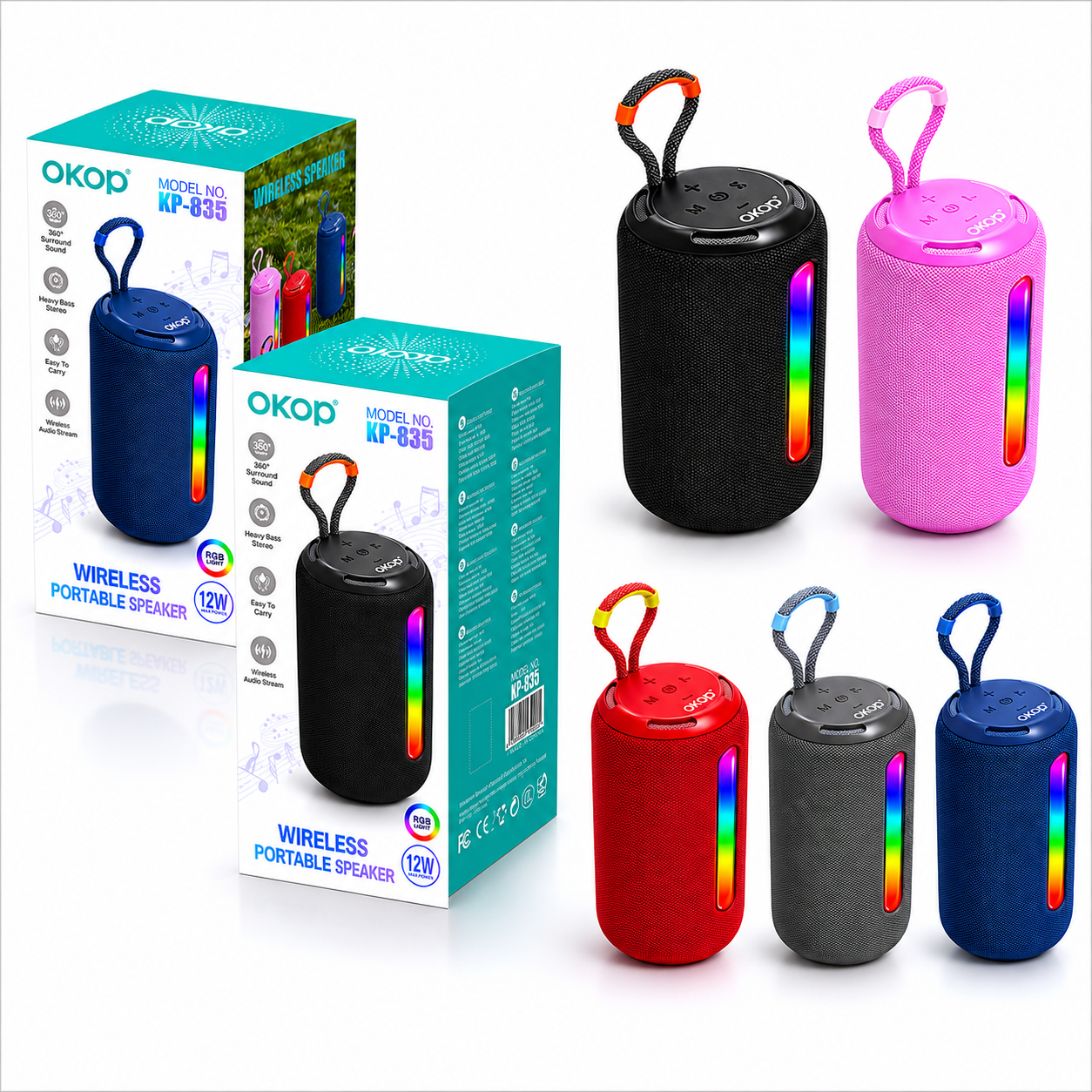Enceinte Bluetooth Portable OKOP KP-835 RGB
