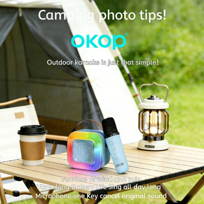 Enceinte Karaoké Portable OKOP KP-K07 avec Microphone et Éclairage LED – Image 7