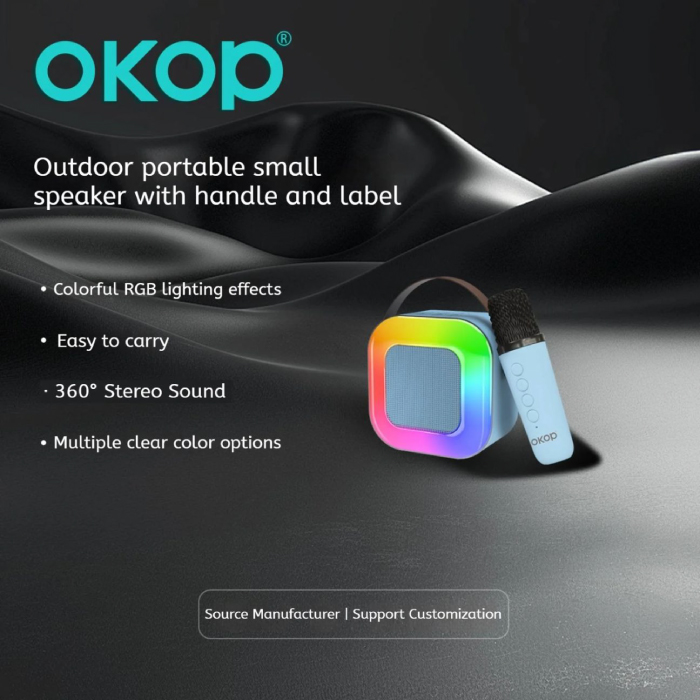 Enceinte Karaoké Portable OKOP KP-K07 avec Microphone et Éclairage LED – Image 6