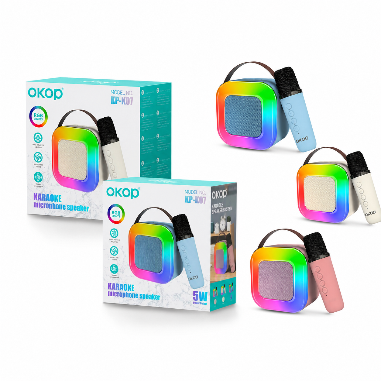 Enceinte Karaoké Portable OKOP KP-K07 avec Microphone et Éclairage LED