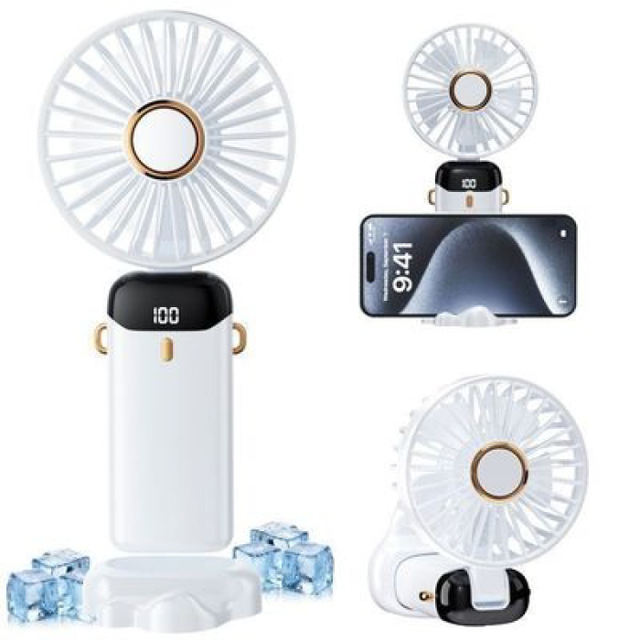 Ventilateur de Poche Multifonctionnel Rechargeable – 5 Vitesses avec Base & Affichage Numérique – Image 5