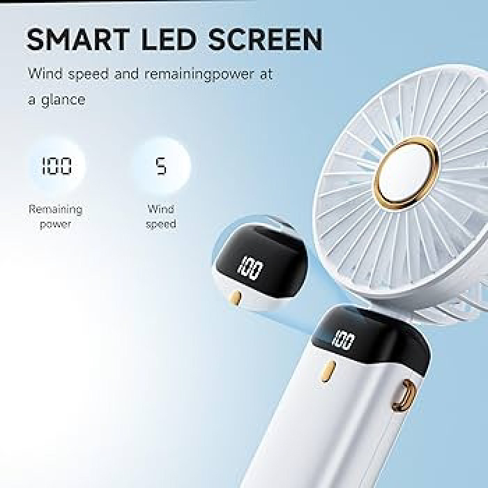 Ventilateur de Poche Multifonctionnel Rechargeable – 5 Vitesses avec Base & Affichage Numérique – Image 2