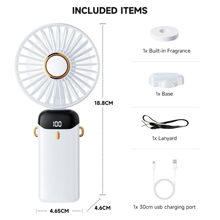 Ventilateur de Poche Multifonctionnel Rechargeable – 5 Vitesses avec Base & Affichage Numérique – Image 3