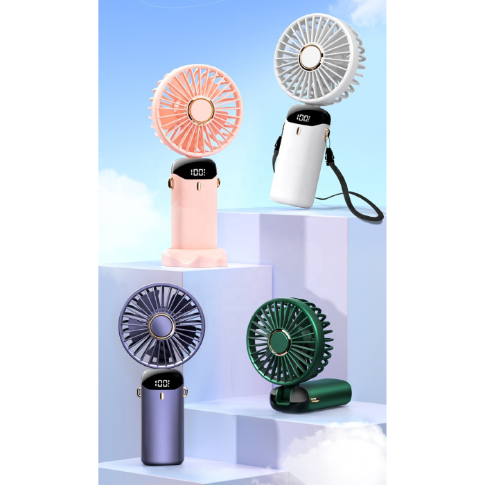 Ventilateur de Poche Multifonctionnel Rechargeable – 5 Vitesses avec Base & Affichage Numérique – Image 6
