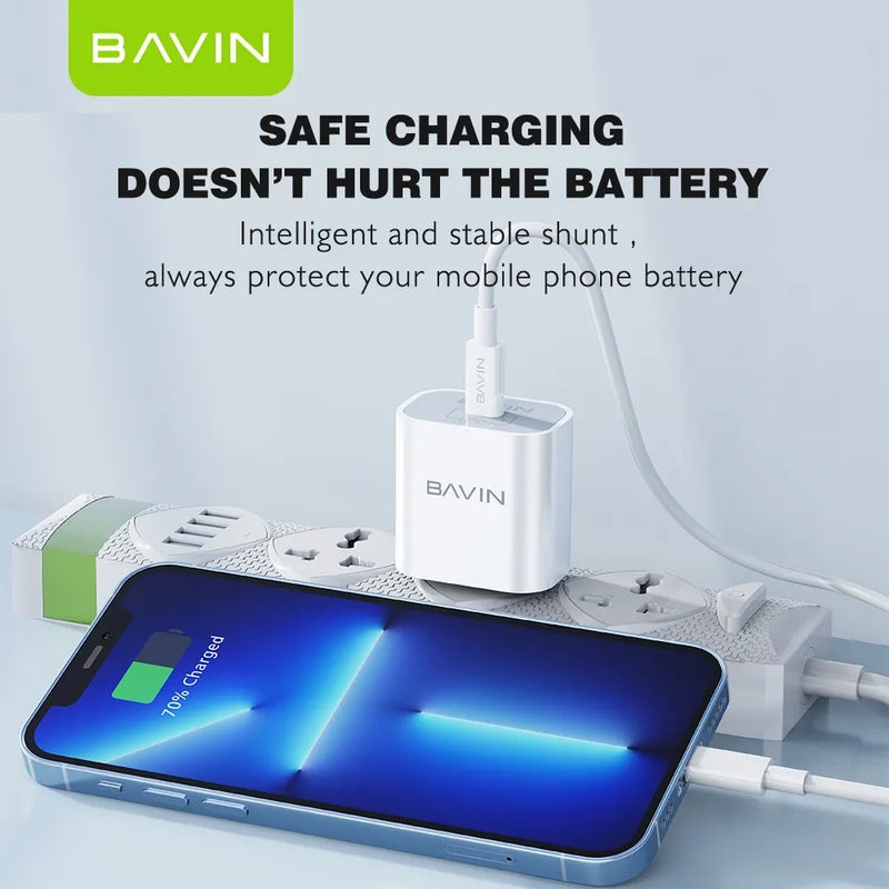 Chargeur IPhone Rapide BAVIN 20W USB-C PD avec Câble 30W