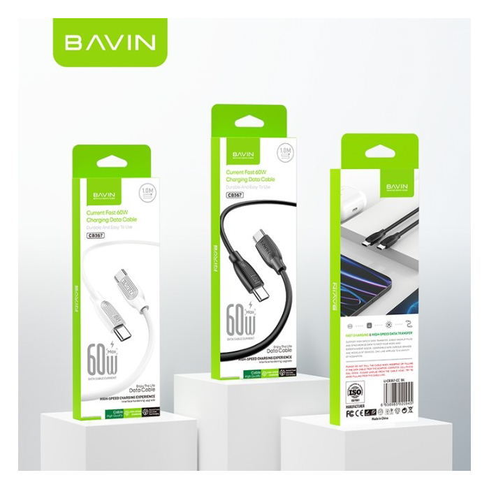 Câble BAVIN CB367 USB-C vers USB-C 60W Charge Rapide – Image 3