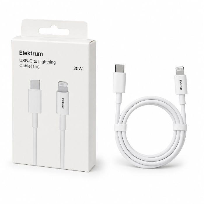 Câble Charge Elektrum USB Type-C vers Lightning 20W Charge Rapide