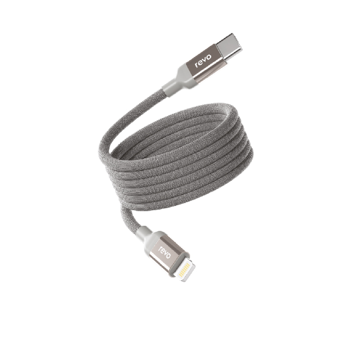 Câble USB-C vers Lightning RC05CL Revo – Magnétique & Auto-Enroulable – Power Delivery PD 27W – 100cm