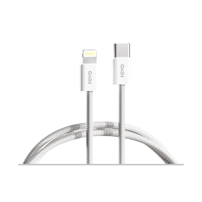 Câble USB-C vers Lightning RC06CL Revo – Power Delivery PD 27W – Nylon Tressé & ABS – 100cm