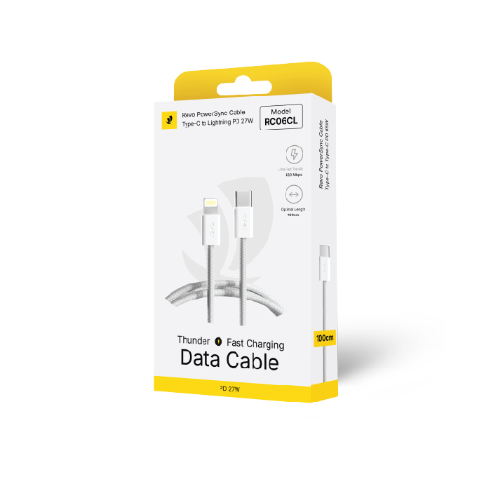 Câble USB-C vers Lightning RC06CL Revo – Power Delivery PD 27W – Nylon Tressé & ABS – 100cm – Image 3