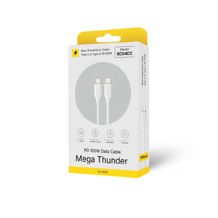 Câble USB-C vers USB-C RC04CC Revo – Power Delivery PD 100W – Finition Aluminium & Silicone Soft-Touch – 100cm – Image 2