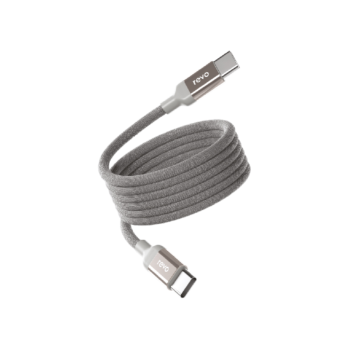 Câble USB-C vers USB-C RC05CC Revo – Magnétique & Auto-Enroulable – Power Delivery PD 100W – 100cm