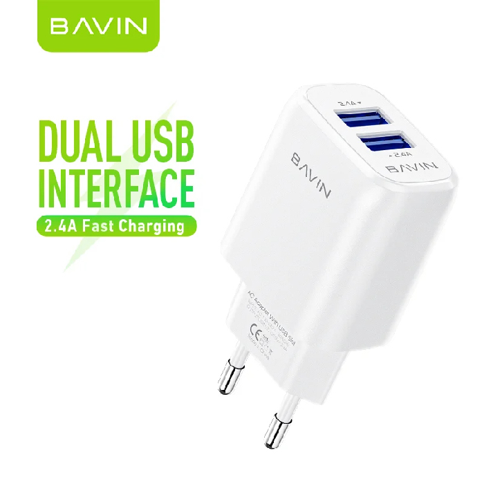Chargeur BAVIN PC913Y Double USB 2.4A avec Câble Micro USB – Image 2