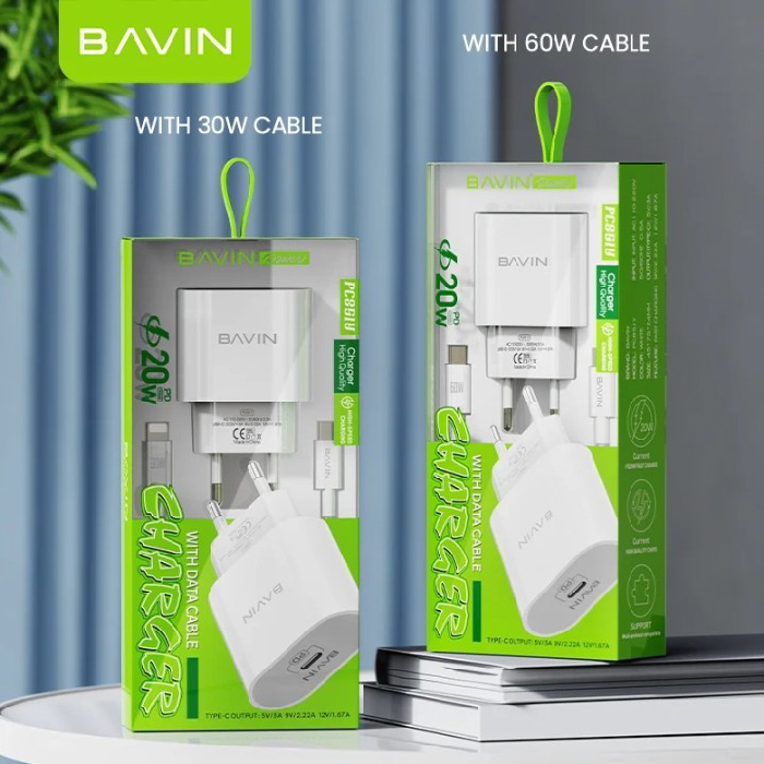 Chargeur IPhone Rapide BAVIN 20W USB-C PD avec Câble 30W – Image 3