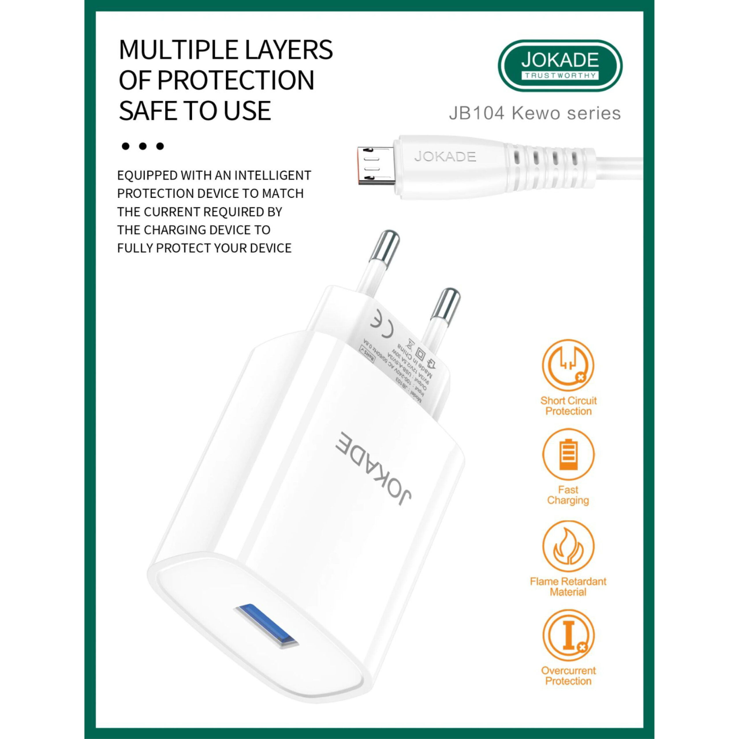 Chargeur Rapide JOKADE 30W PD 3.0 / QC 3.0 avec Câble Micro USB – Image 5
