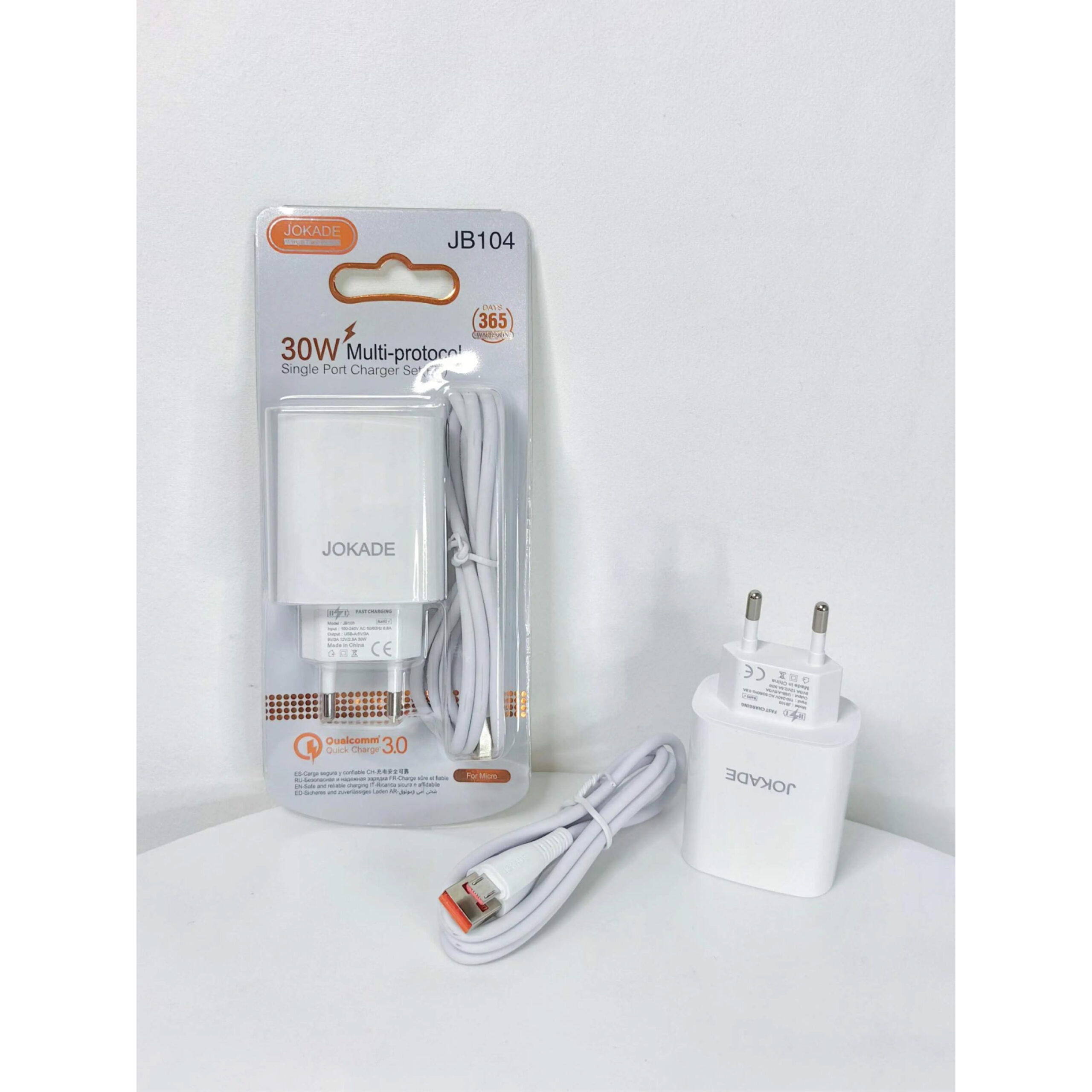 Chargeur Rapide JOKADE 30W PD 3.0 / QC 3.0 USB-C avec Câble – Image 2