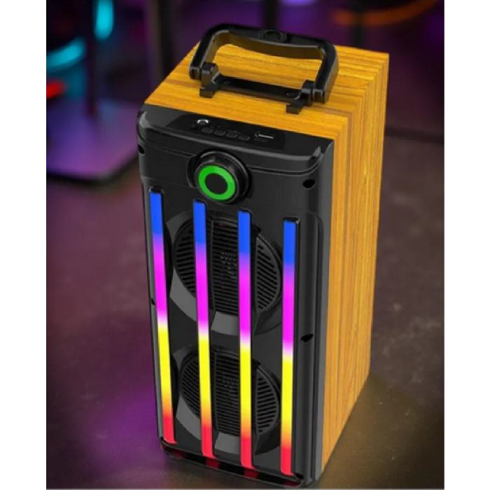 Haut-Parleur Bluetooth JQS9401 20W Bois & Noir avec LED RGB – Image 3