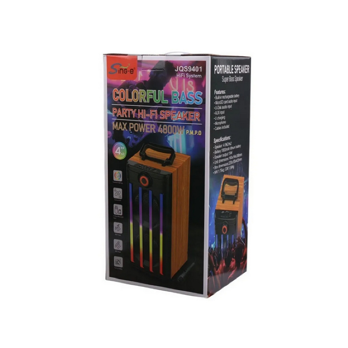 Haut-Parleur Bluetooth JQS9401 20W Bois & Noir avec LED RGB – Image 4