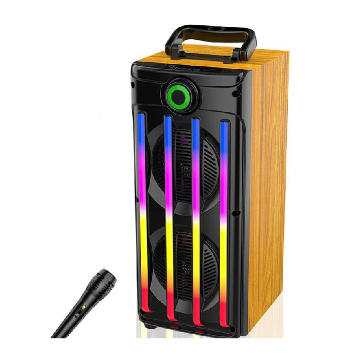 Haut-Parleur Bluetooth JQS9401 20W Bois & Noir avec LED RGB – Image 5
