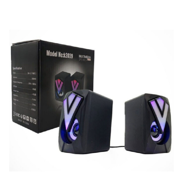 Haut-Parleurs USB LED K2039 pour Ordinateur et Multimédia