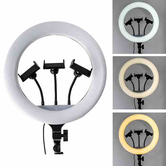 Ring Light 36 cm avec 3 Supports Téléphone – Éclairage Studio Professionnel – Image 2