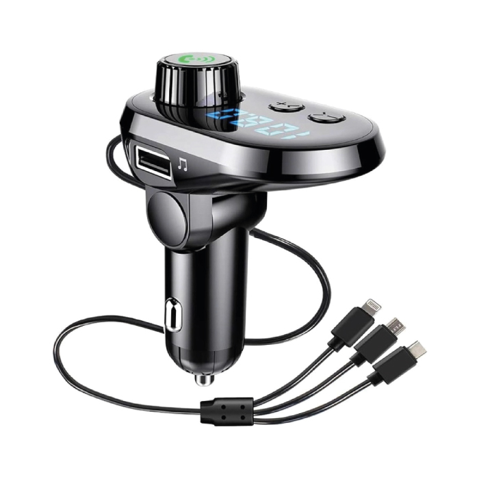 Transmetteur FM Bluetooth Q15 avec 3 Câbles de Charge