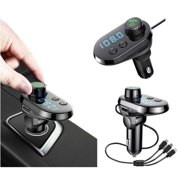 Transmetteur FM Bluetooth Q15 avec 3 Câbles de Charge – Image 5
