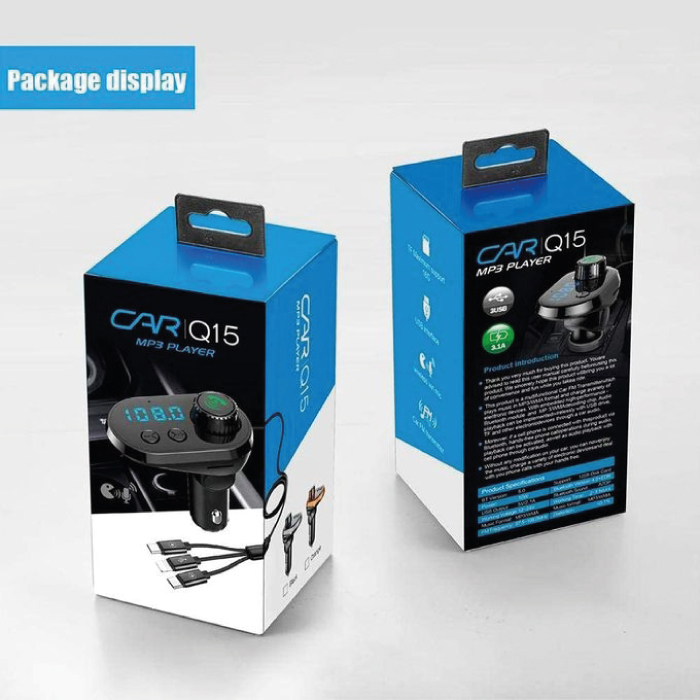 Transmetteur FM Bluetooth Q15 avec 3 Câbles de Charge – Image 7
