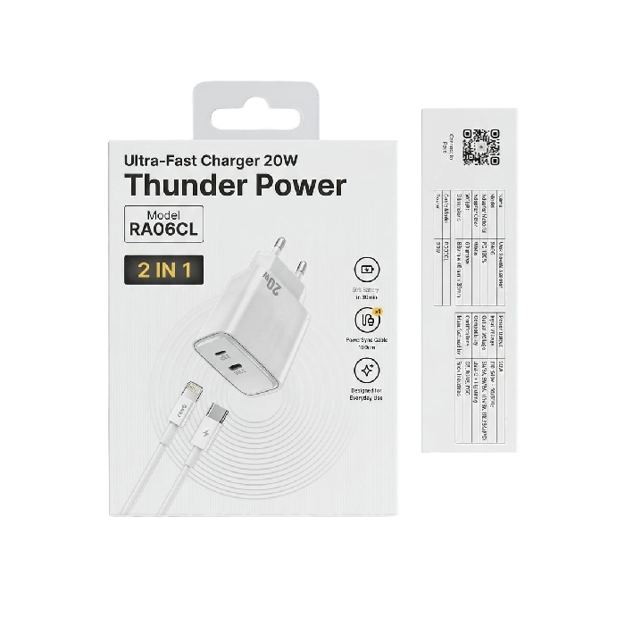 Pack Chargeur Revo RA06CL 20W Double USB-C + Câble Lightning 30W – Image 3