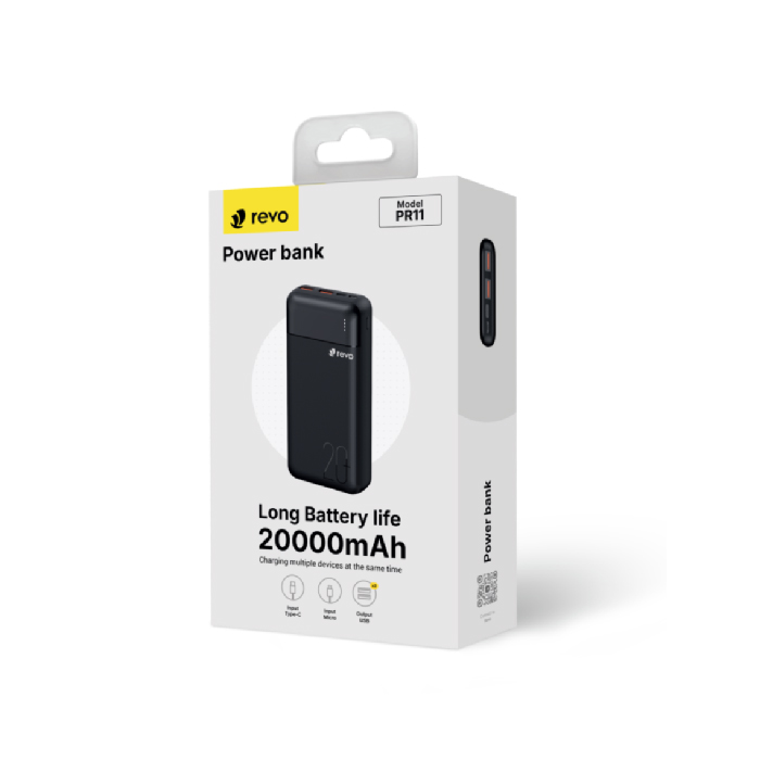 Batterie Externe PR11 Revo – Haute Capacité 20 000 mAh – Finition Aluminium & PC – Noir Mat – Image 4