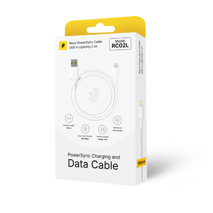 Câble Lightning vers USB – Charge Ultra-Rapide 2.4A & Synchro 480 Mbps – 100cm - Revo RC02L – Image 2