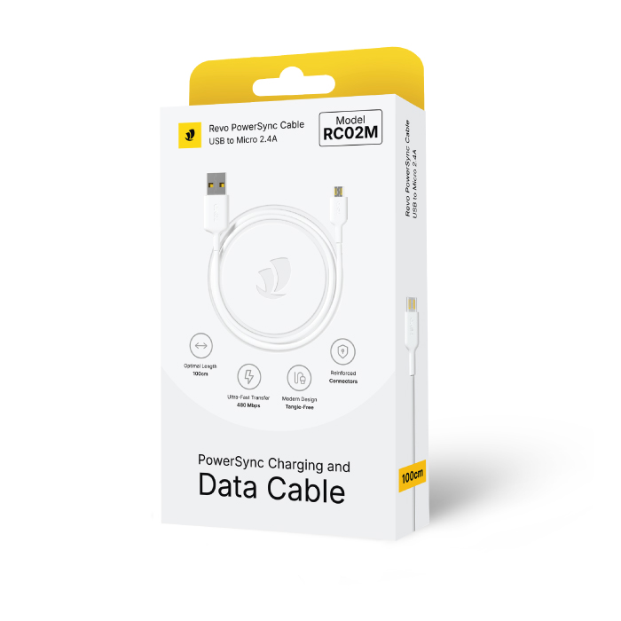 Câble Micro-USB vers USB – Charge Ultra-Rapide 2.4A & Synchro 480 Mbps – 100cm - Revo RC02M – Image 2
