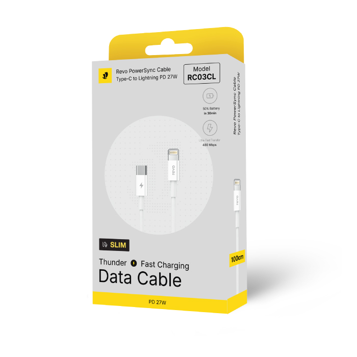 Câble USB-C vers Lightning – Power Delivery PD 27W – Matériau TPE Soft-Touch – 100cm - Revo RC03CL – Image 2
