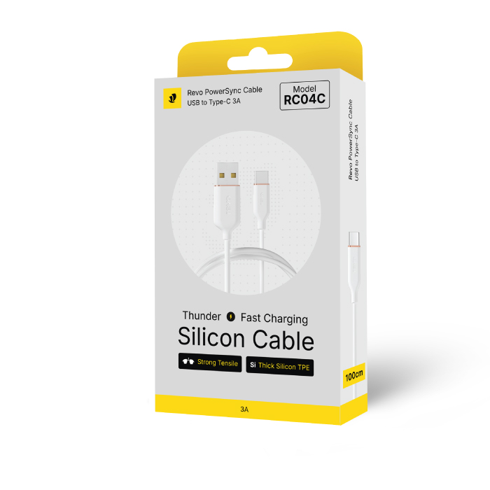 Câble USB vers USB-C – Finition Aluminium & Silicone Soft-Touch – Charge 3A – 100cm - Revo RC04C – Image 2