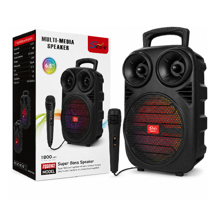 Enceinte Bluetooth Portable SING-E ZQS6162 avec LED RGB et Fonction Karaoké