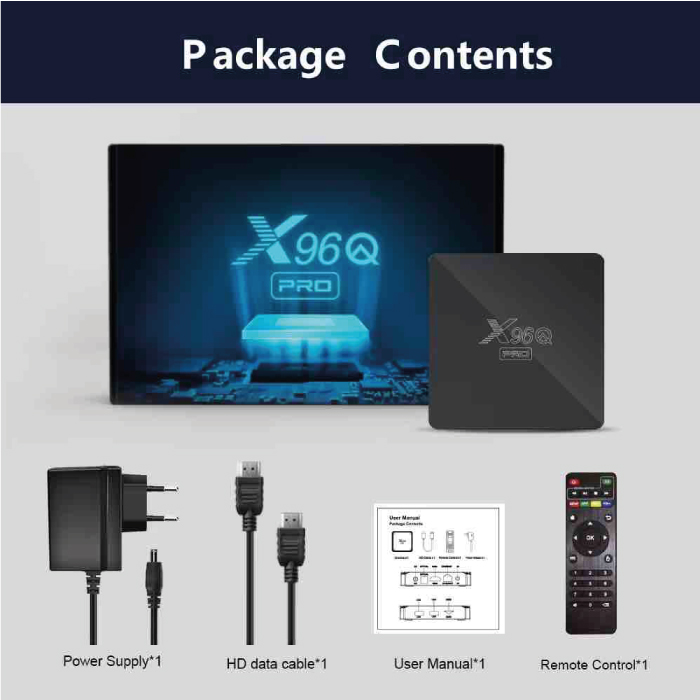 Box Android X96Q Pro 4Go / 64Go 4K Ultra HD H.265 WiFi Dual Band 2.4/5GHz Android 10 Smart TV Box – Image 2